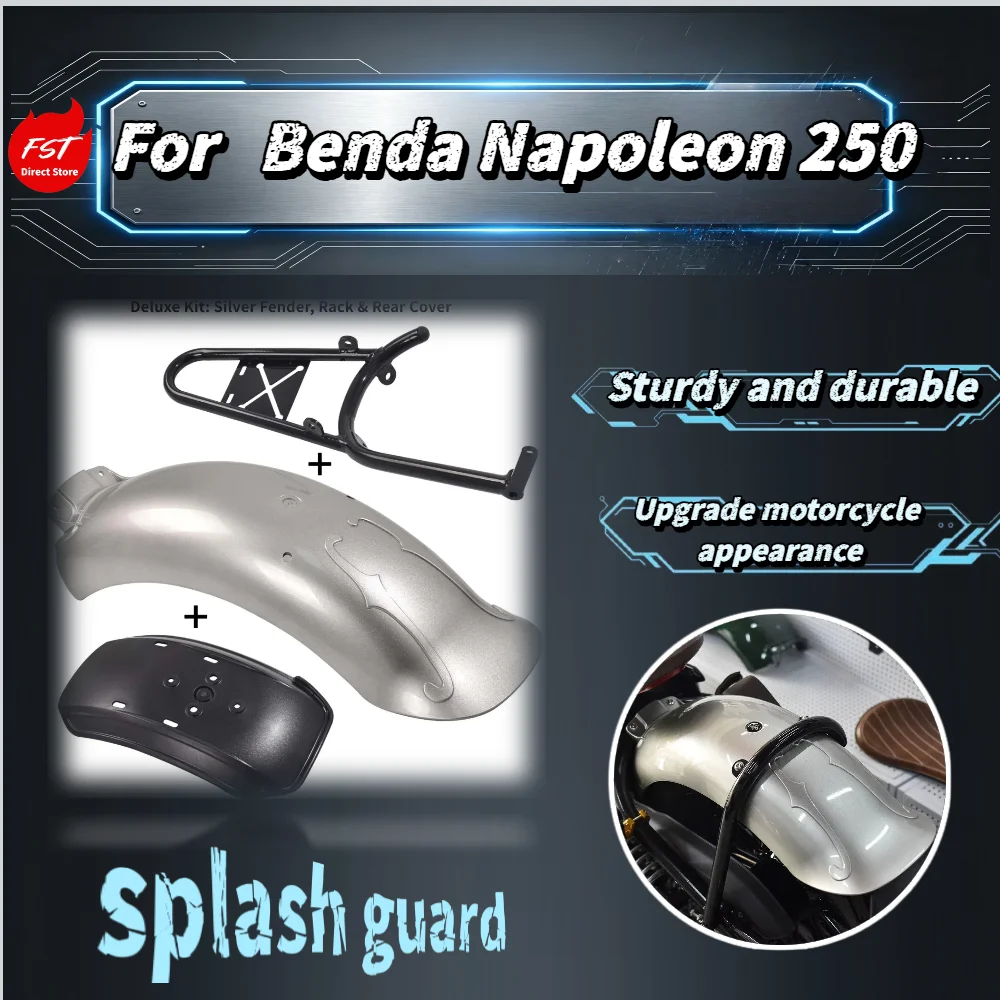 For Benda Napoleon Bob 250 Rear Fender Retro Extended Mudguard Anti-Splash Mud Durable Plastic Modified Parts