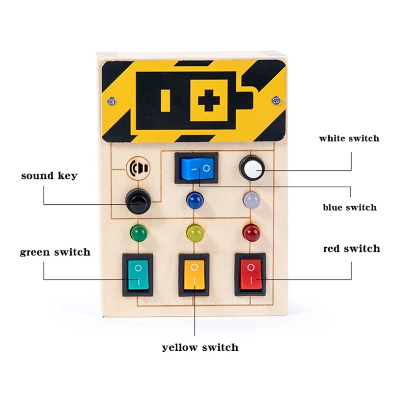 1 PCS Power Baby Montessori Wooden Busy Board With LED Light Sensory Educational Toys Wooden For Toddlers 1-3Y Toggle Switch Toy