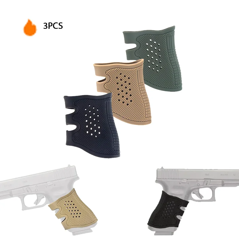 3Pcs Tactical Grip Sleeve Rubber Glove Sleeve,Durable Anti-Slip Fits for Gks Series(Black, Khaki, Green)&Toy Gun Accessories