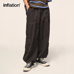 INFLATION-pantalones Cargo de pierna ancha con múltiples bolsillos para hombre, pantalón holgado de cintura elástica, informal