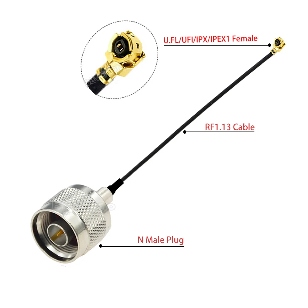 1Pcs RF113 OD=1.13 U.FL IPX-1/IPX-4 MHF4 Female to N Male/N Waterproof Female Connector Pigtail Jumper RF1.13 Cable Extend Cable