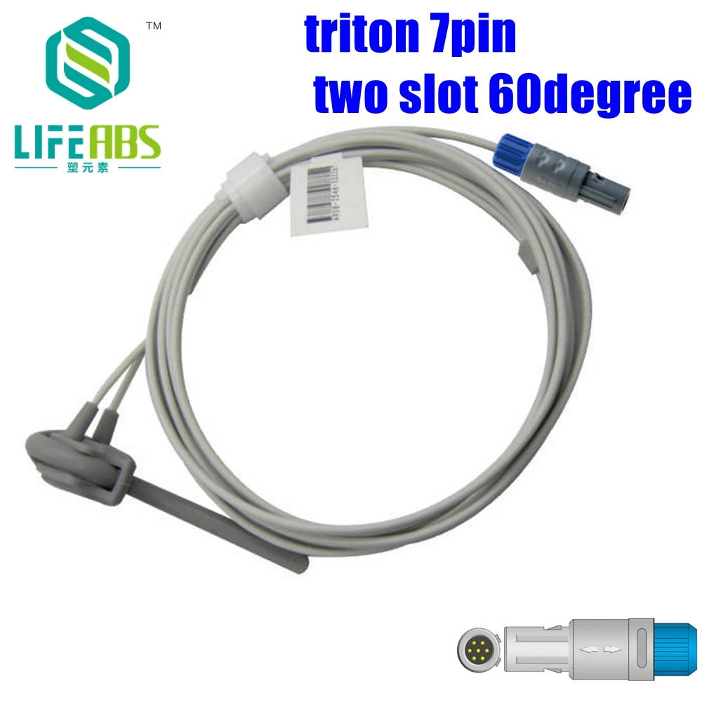 

For Triton 7pin Two Slot 60 Degree Patient Monitor Adult Finger Clip Ear Clip Silicone Long Cable Reusable Spo2 Sensor