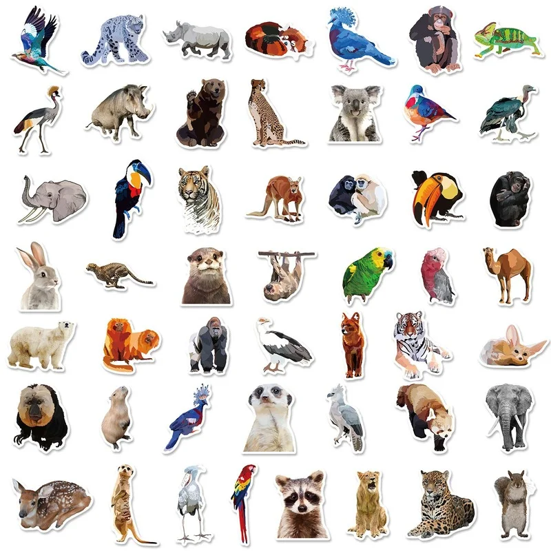 10/25/50pcs Rainforest Jungle Animal Stickers for Wall Decals Zoo Laptop Water Bottle Scrapbooking Luggage phone laptop helmet