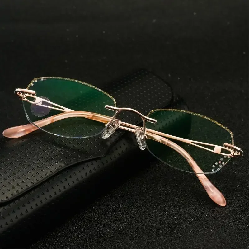 

-100 -125 -150 Blue-light-proof Women's Business Pure Titanium Diamond Rimmed Glasses Prescription Glasses Women Optical Glasses