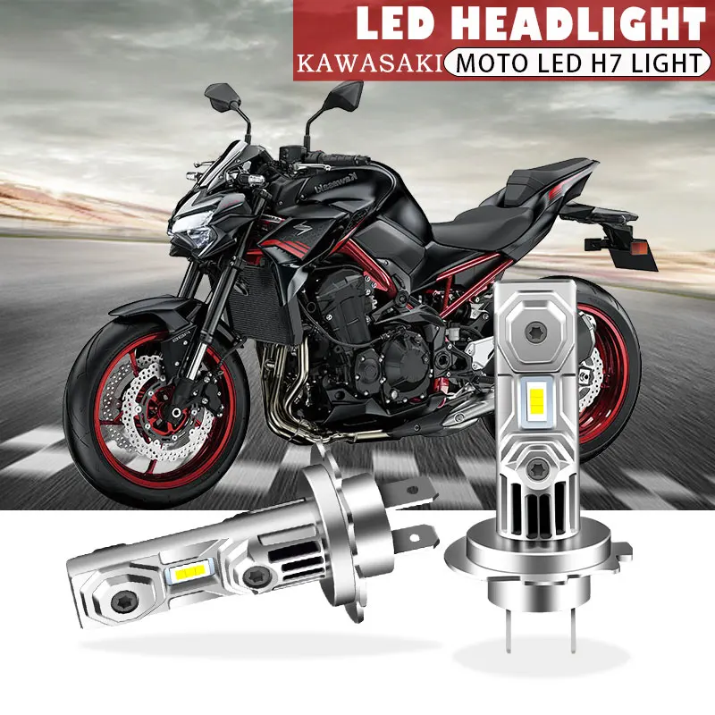 

Motorcycle Headlight 12000LM 60W H7 CSP LED Bulbs Headlight Fanless Wireless Mini Size Design For Kawasaki Z900 2017-2019