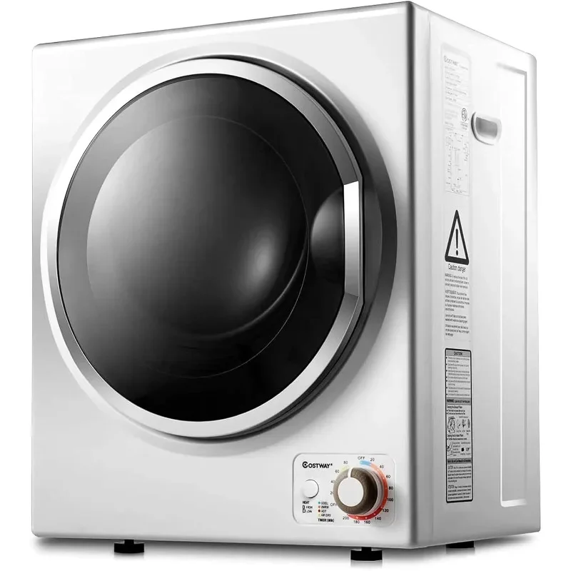 Compact 110V Electric Portable Clothes Stainless Steel Tub Laundry Dryer, for 4 Automatic Drying Mode, Wh