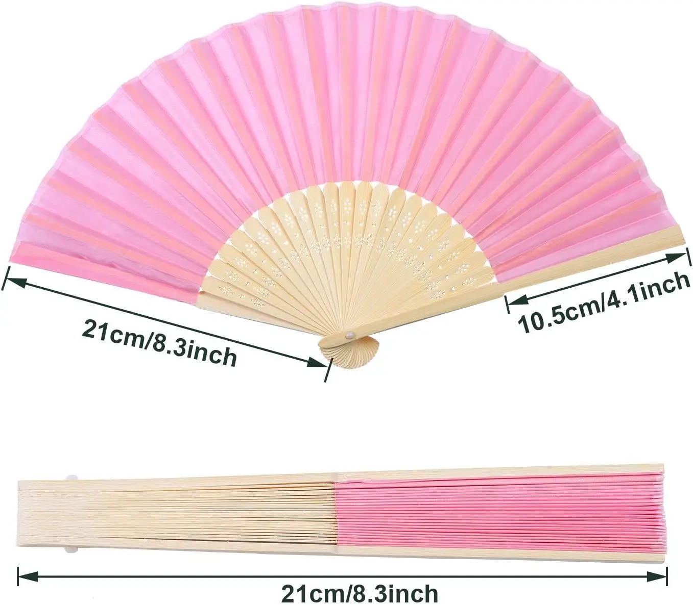 18 Pieces Pink Handheld Cloth and Bamboo Folding Fans for Wedding Decoration, Church Gifts, Party Favors, DIY Decoration