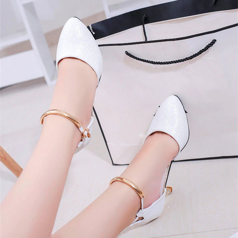 Comemore 2023 Women Classic Wedding Bride White Buckle Strap High Heel Woman Shoes Ladies Pink Comfort Stiletto Sexy Party Heels