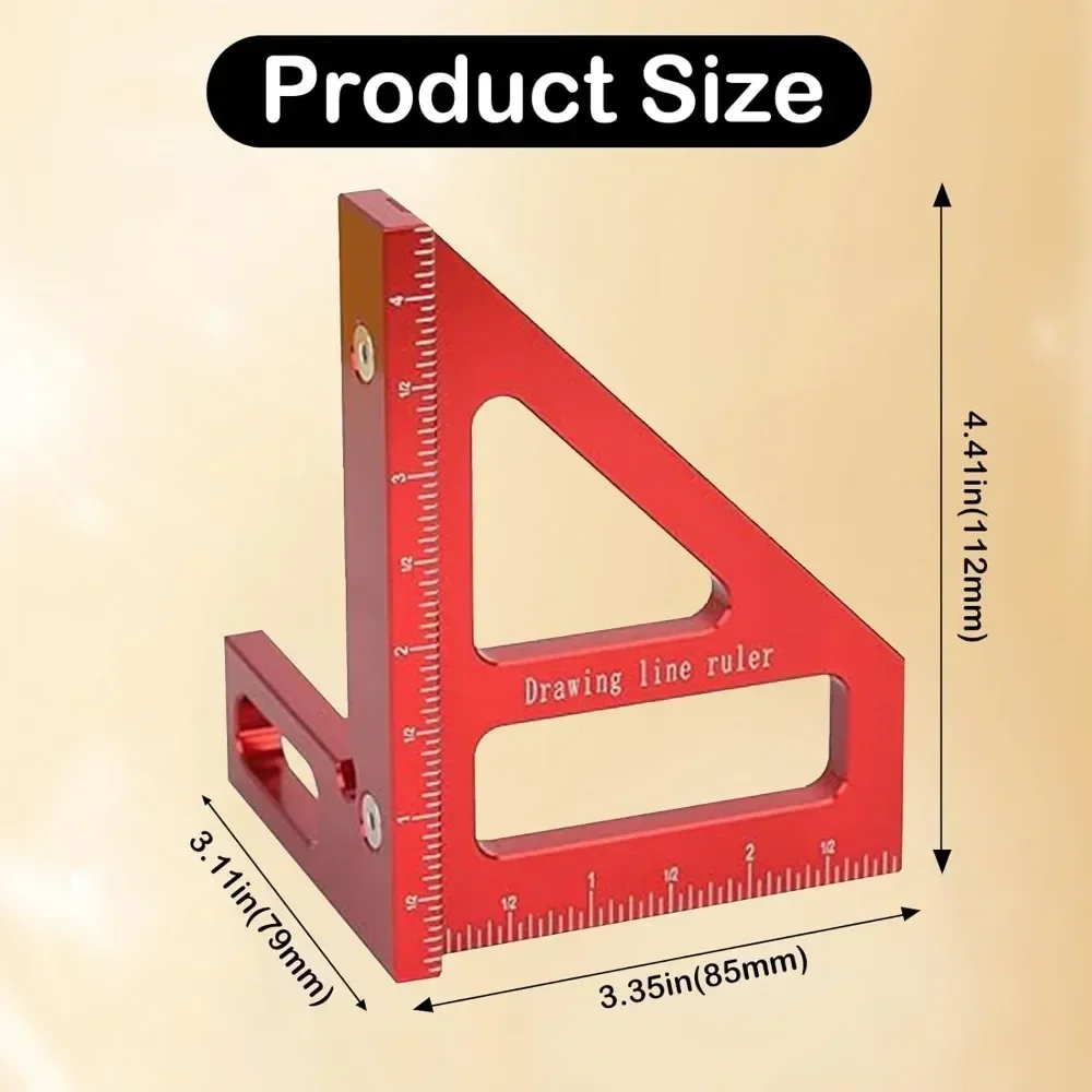 

45/90 градусов измерительная линейка, инструмент, плотник, деревообработка, квадратный транспортир, алюминиевая треугольная линейка, 3D многоугольная