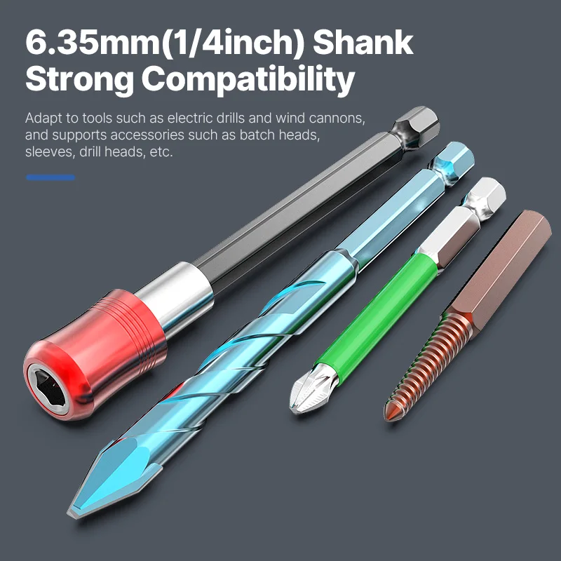 LIDIAO Magnetic Hex Bit Extension Bar Hexagonal Handle Red Three Piece Set Quick Release Self-locking Extension Rod Screwdriver