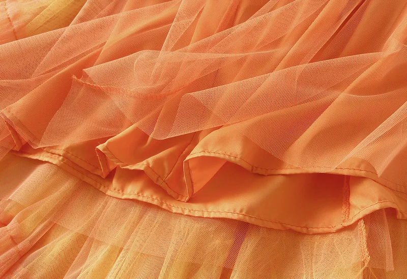 Women's Tulle Skirt Ruffle Multilayer Mesh A Line Tier Tutu Prom Irregular High Waisted Gradient Rainbow TulleLong Skirt 1379