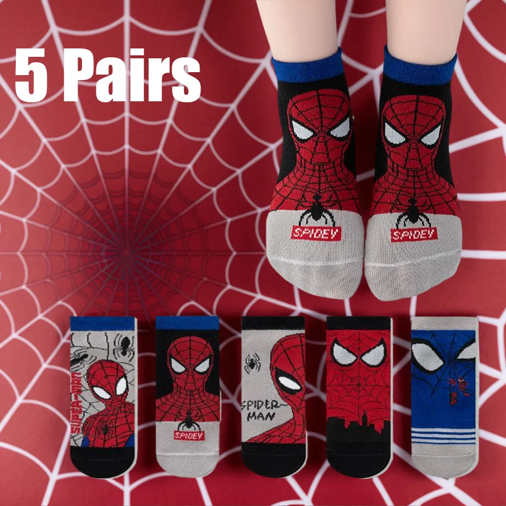 5 Pairs New Children Socks Anime Kids Boys Short Sock Kawaii Child Cotton Cartoon Baby Boat Socks Kids socks Gift 1-12Y