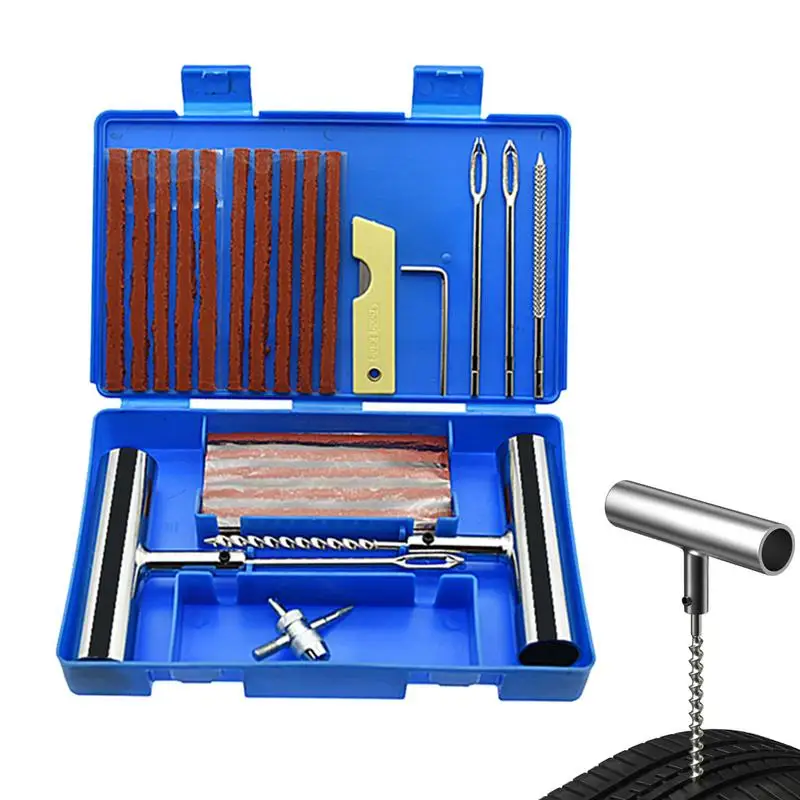 

Effective Heavy Duty Patch Kit Tubeless Bike Tire Repair Kit Tubeless T-Handle Rope Plug Tool Vehicle garage tools