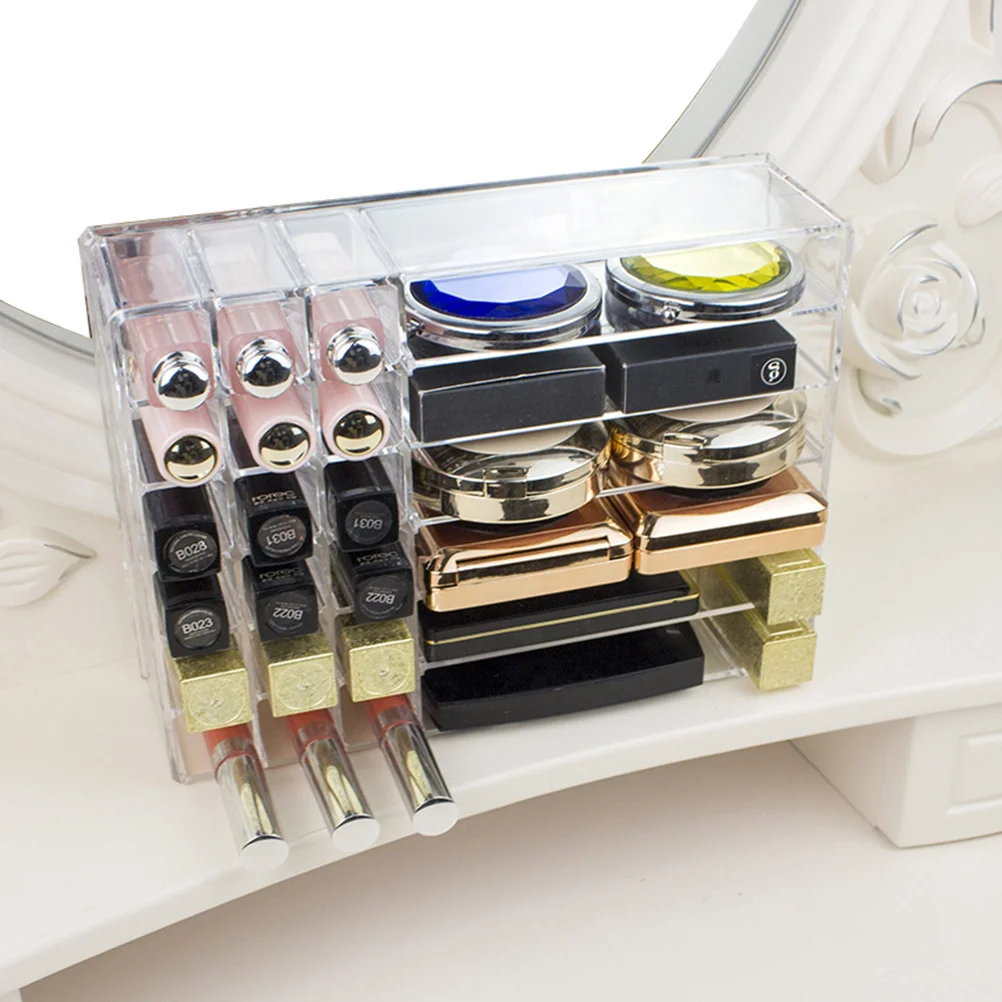 

Transparent Display Rack Sturdy Storage Organizer Makeup Tool Box Eyeshadow Lipstick Display Case Clear Design Large