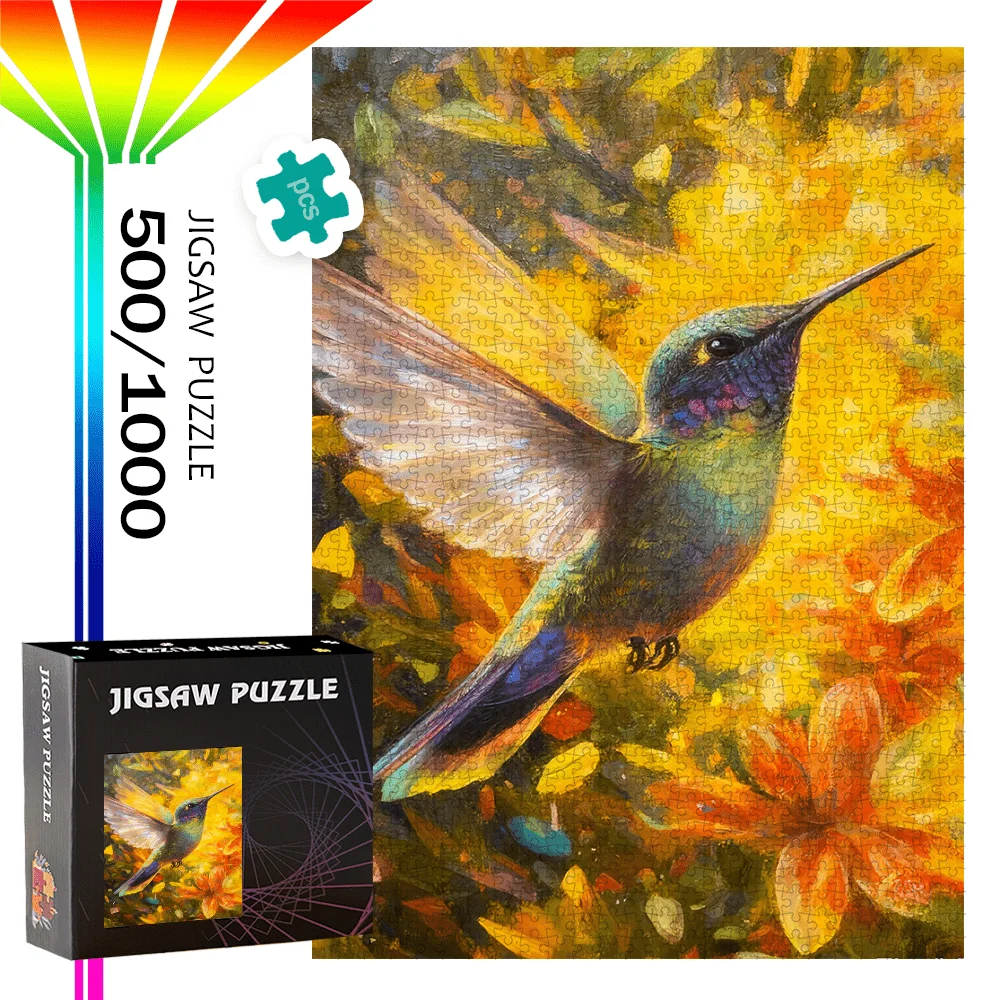 

500 шт./1000 шт. Пазл Колибри | Портативная картонная головоломка на день рождения, Хэллоуин, Рождество, День Благодарения, Пасху