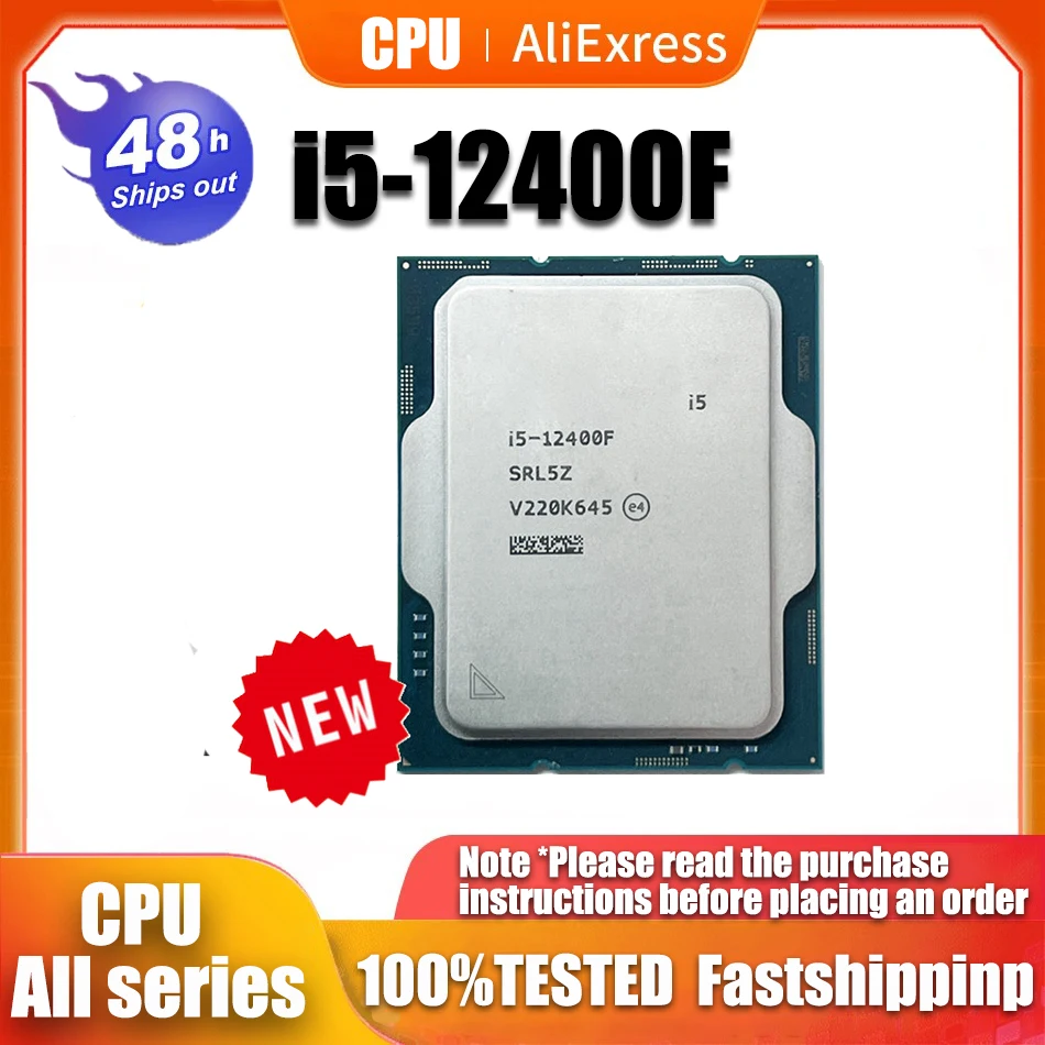 NEW  Core i5-12400F i5 12400F 2.5 GHz 6-Core 12-Thread CPU Processor 10NM L3=18M 65W LGA 1700 No cooler