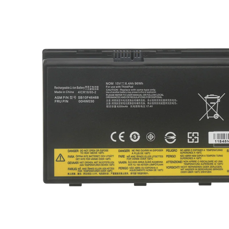 JCLJF Laptop Battery For Lenovo ThinkPad P70 P71 P72 00HW030 01AV451 SB10F46468 20ER003QGE 20HK0003GE 15V 96Wh 6400mAh 78++