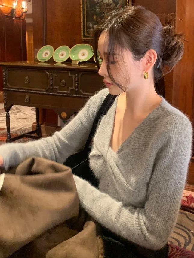 

Сексуальный длинный вязаный свитер Sve, женский облегающий свитер на осень-зиму, новый свитер с базовым слоем, верхняя одежда, французский Sle Faion