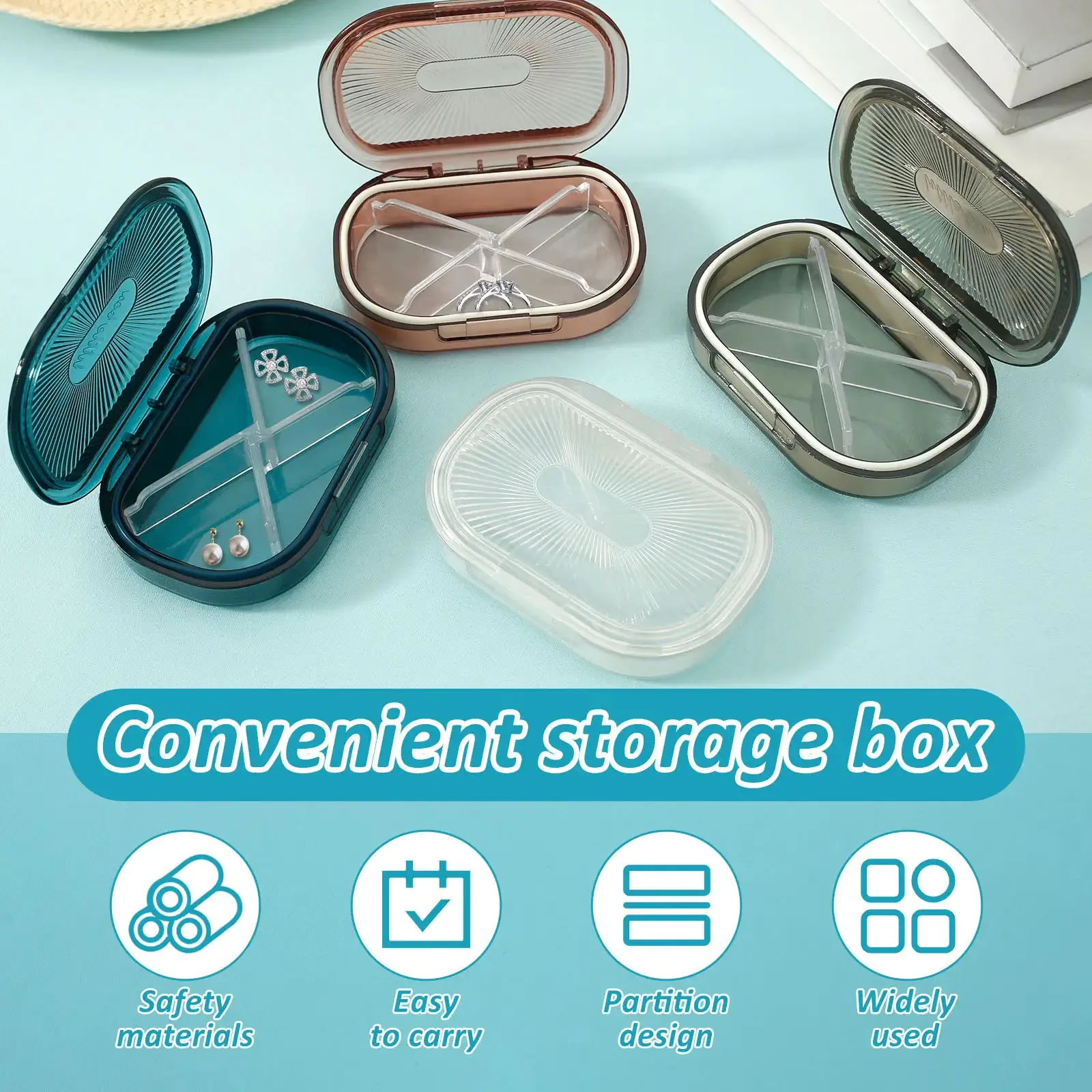1PC Set Charming Style Oval Portable Travel Storage Box- Buckle Plastic Storage Box, Suitable for Swabs, Jewelry, Dental Floss