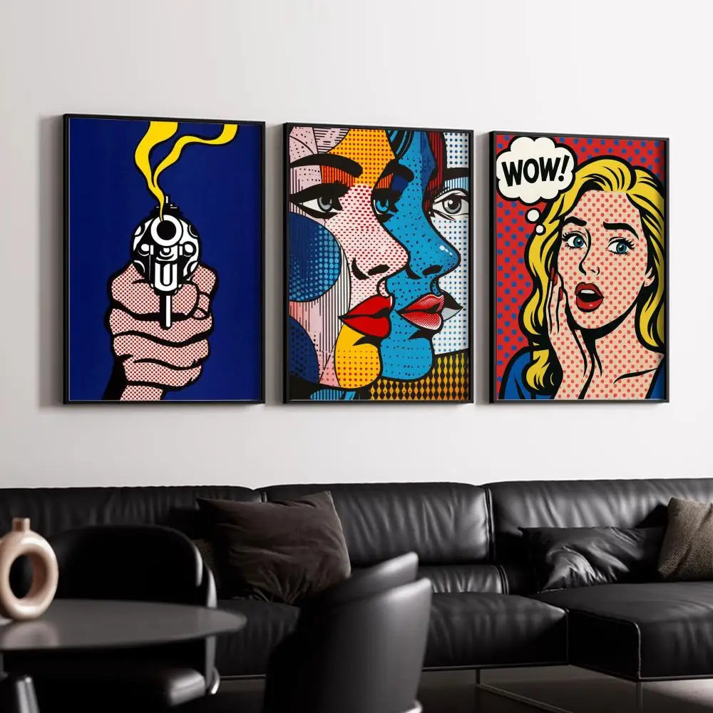 R-Roy Lichtenstein Pop Art Poster HD Art Mural Waterproof Wall Decor Durable DIY Home Decoration for Living Room Bedroom