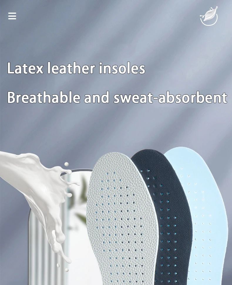 1 Paar/2 Paar Leder-Einlegesohlen, atmungsaktive Sport-Einlegesohlen, Latex-Elastik-Schuhsohle, bequeme Schuhpolster für Damen und Herren. – Detail 1