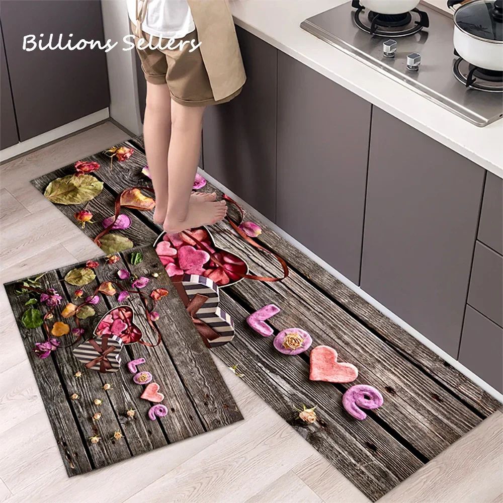 Kitchen Absorbent Mat Non-Skid Waterproof Wipeable Comfort Standing Kitchen Rugs and Mats Wipeable Wash Free Long Strip Carpet