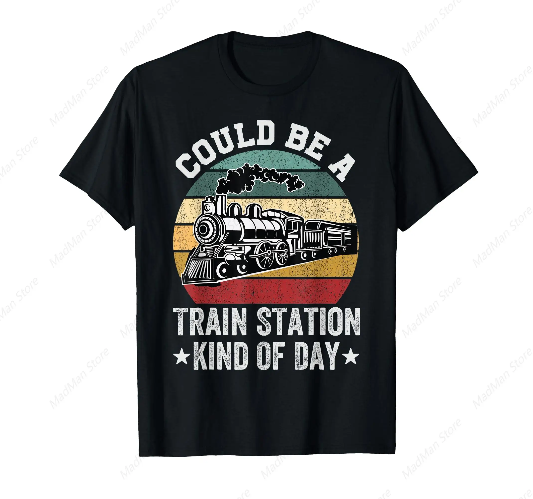 Could Be A Train Station Kind Of Day T-Shirt for Men Women Cotton Top Tee Fashion Casual Short Sleeves