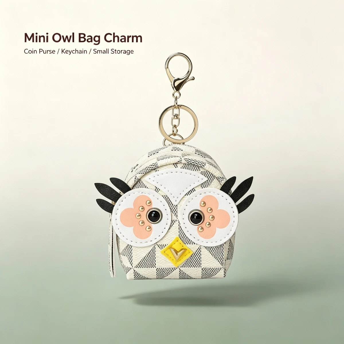 Cute 3D Owl Mini Coin Purse Leather Keychain, Portable Earphone Storage Bag, Cartoon Animal Car Key Holder Gift for Women Girls view 5