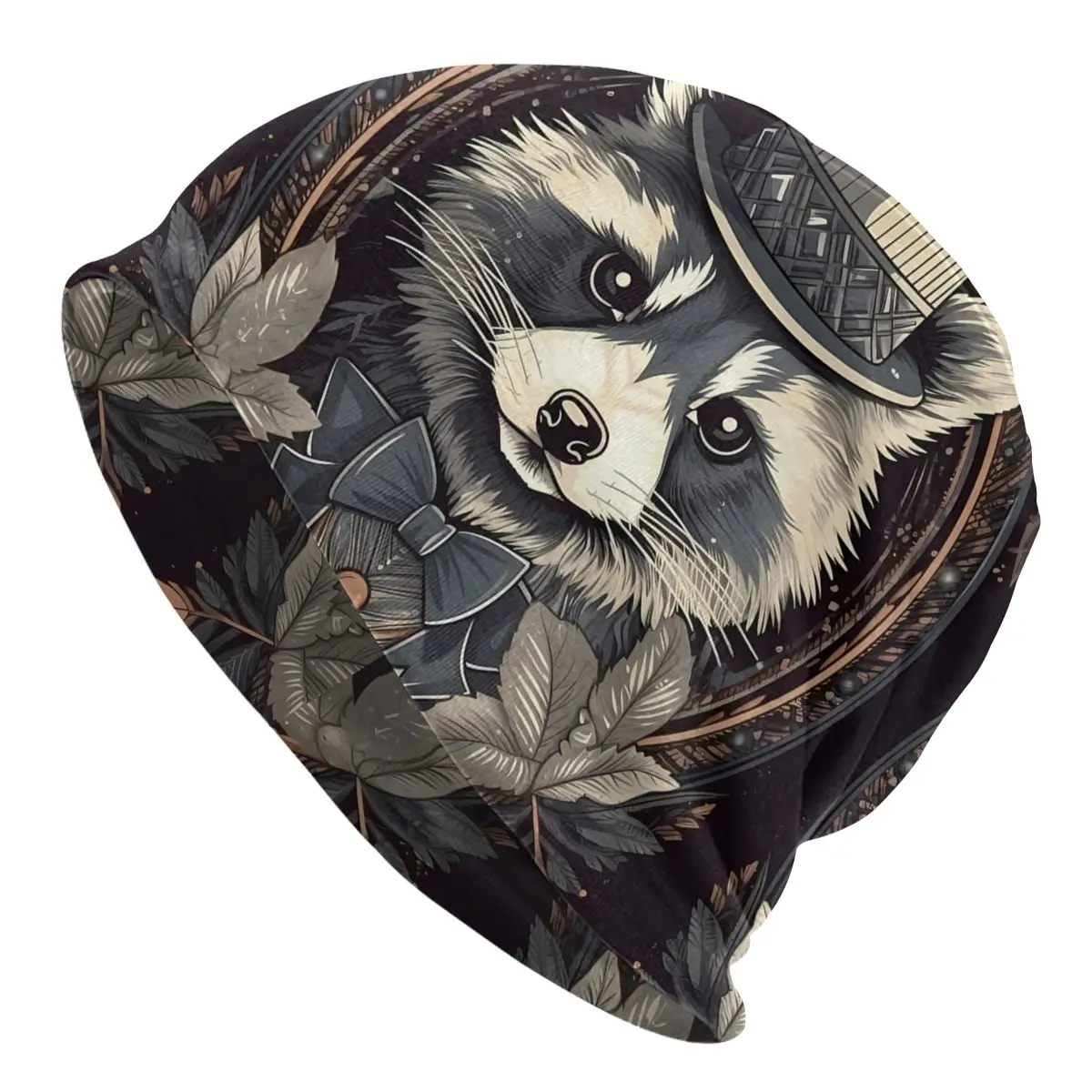 

Art-Deco Raccoon Bonnet Homme Fashion Thin Skullies Beanies Raccoon Cute Animal Caps For Men Women Novelty Hats