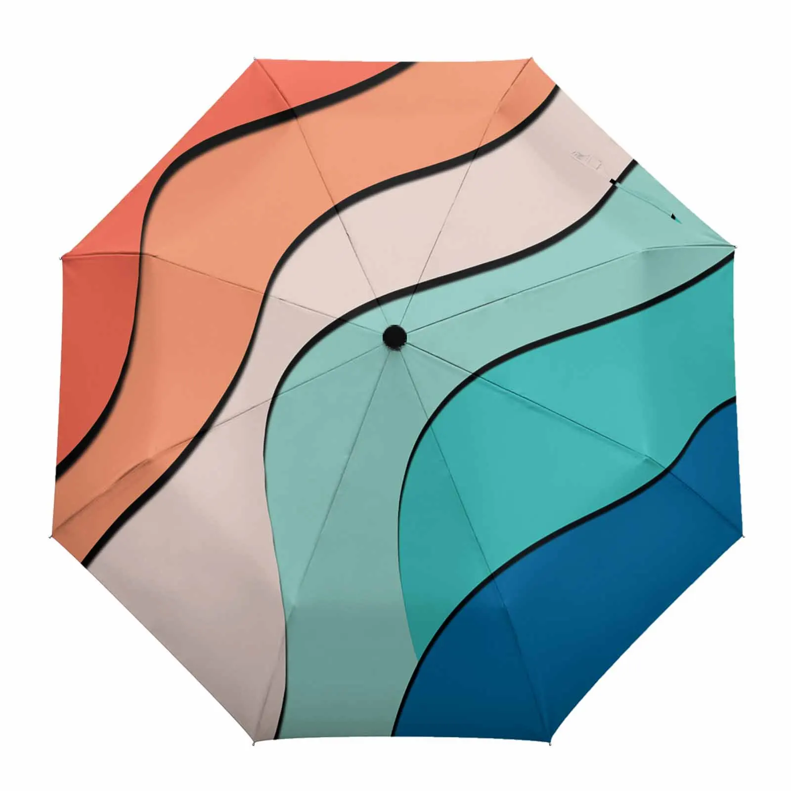 Line Color Block Shadow Flower Automatic Umbrella for Rain Foldable Parasol Umbrella Eight strand Outdoor Umbrellas