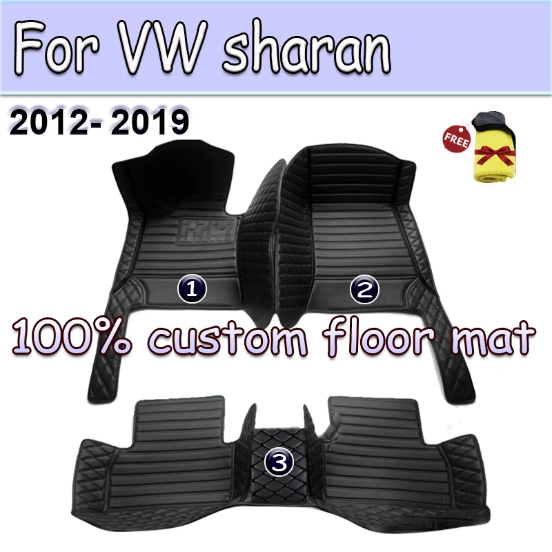 

Car floor mats for VW sharan Seven seats 2012 2013 2014 2015 2016 2017 2018 2019 Custom auto foot Pads automobile