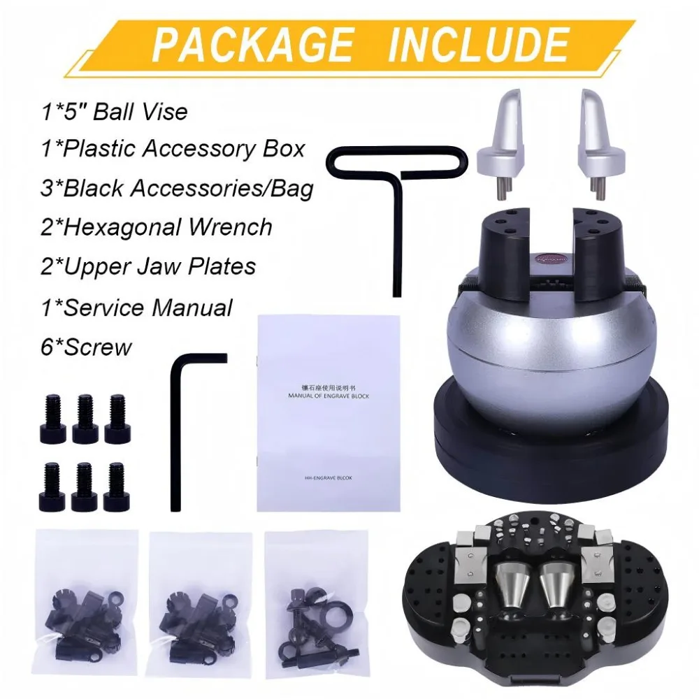 Tooltos 5" Ferramenta de configuração de bloco de gravação de joias com torno esférico