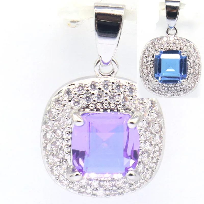 Buy 2 Get 1 Free 26x17mm Color Changing Alexandrite Topaz Zultanite Violet Tanzanite CZ Daily Wear Silver Pendant