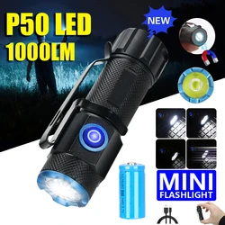 Mini High Brightness P50 LED Flashlights Portable Hat Clip Torch USB Rechargeable with Tail Magnet For Camping Fishing Lantern