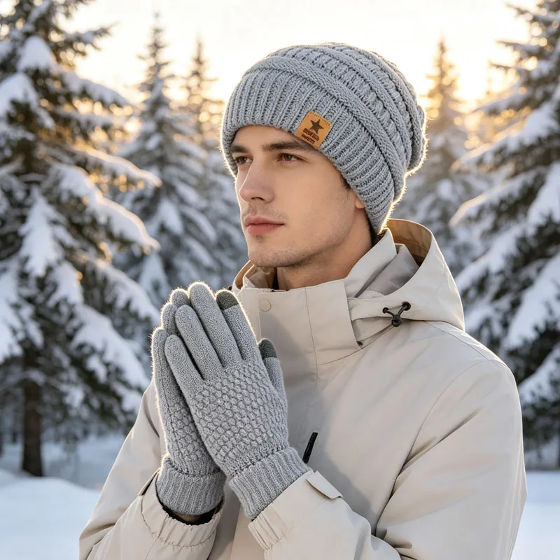 1/3/5PCS Winter Beanie and Touchscreen Gloves Extra Thick Fleece Lined Warm Soft Cozy for Women Daily Commute Shopping Outdoor