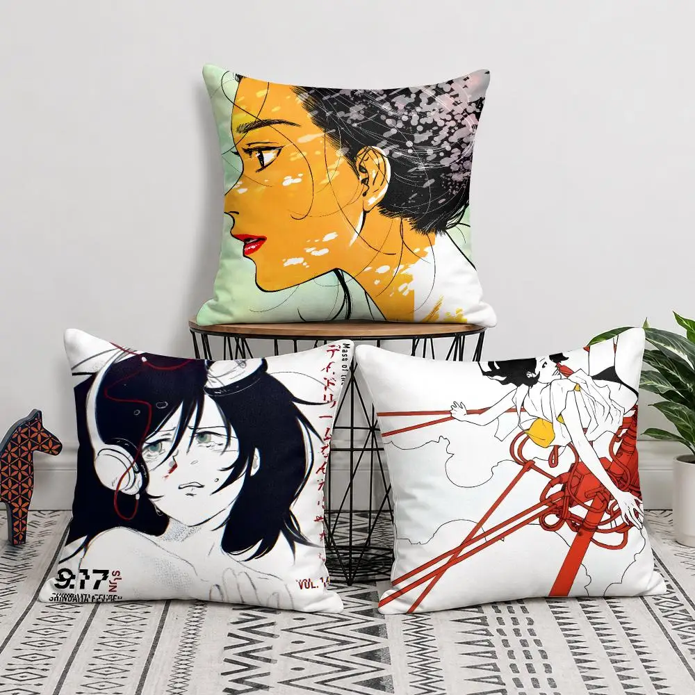 S-Shindaita F-Fever Cushion Cover Natural Linen Organic Fabric Double-Sided Printing Sofa Home Decor Gift Pillow Cover
