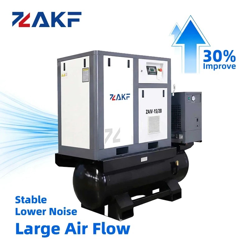 ZAKF 10hp 7.5kw Integrated Screw Air Compressors 230liter 300liter 400liter Laser Cutting All In One Integrated Air Compressor