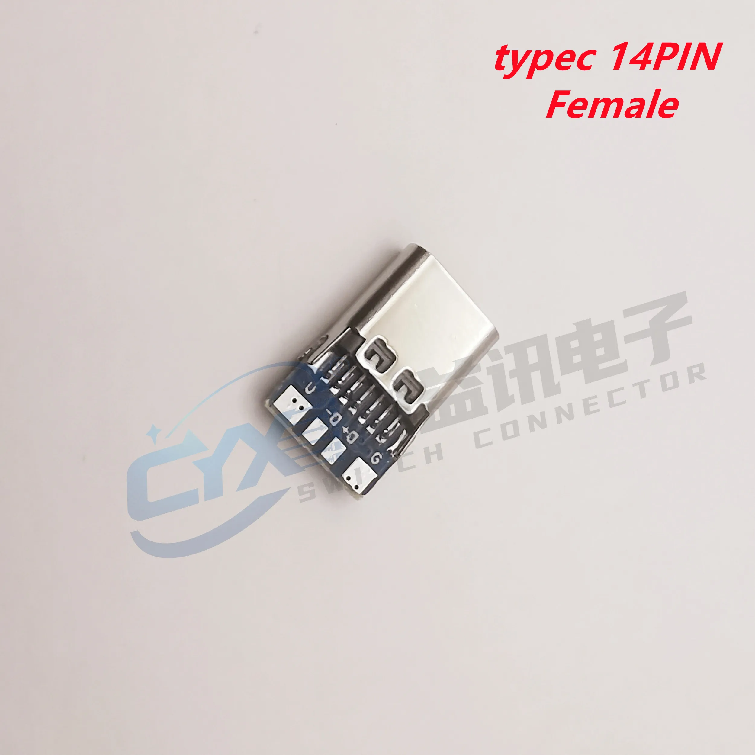 1-10pcs USB 3.1 Type C Connector 14 Pin Female Socket receptacle Through Holes PCB 180 Vertical Shield USB-C1