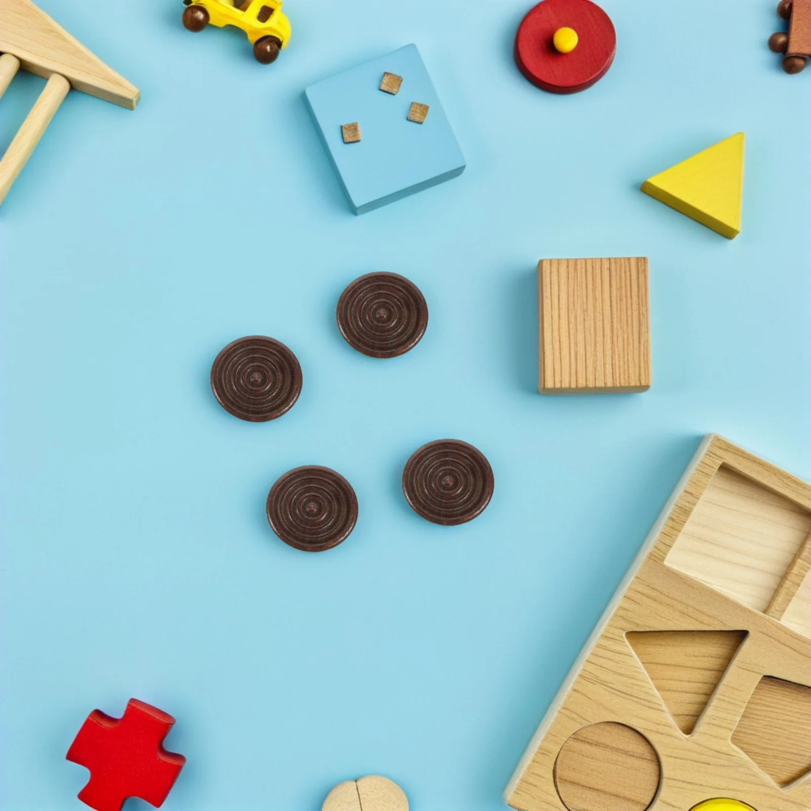 

48pcs Wooden Checkers Pieces Round Smooth Stackable Replacement For Board Games Travel Camping Educational Learning Supplies