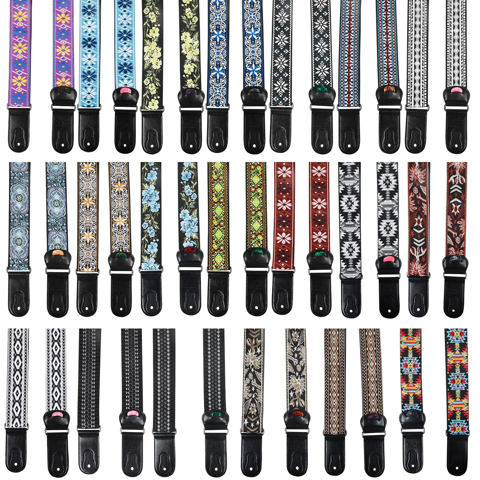 

IRIN AS-Series Guitar Strap Acoustic Folk Electric Guitar Straps Ethnic Style Cotton Guitar Belts with Pick Pocket Accessories