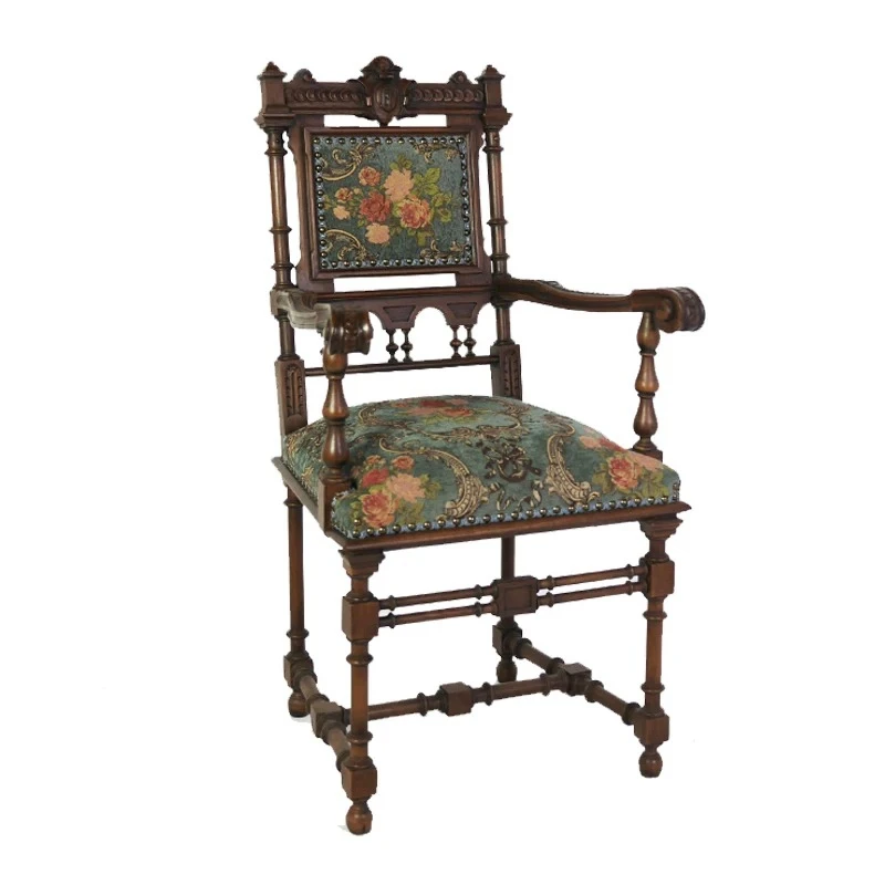 Classical furniture French neoclassical retro old solid wood book chair restaurant casual chair