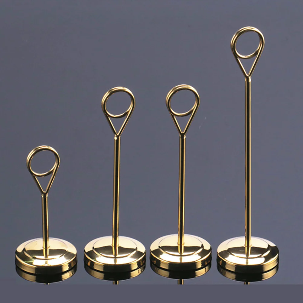 Table Number Holders 6 Inches Golden Memo Clip For Wedding Party Restaurant Table Decoration Note Clamp Photo Holder Stand