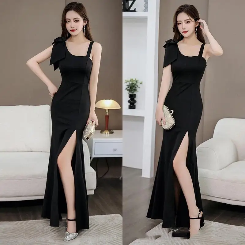 Women‘s Uniforms Staff Reception Work Clothes Beauticians Spa Therapists Massage Technicians Front Desk Sexy Slit Long Dresses