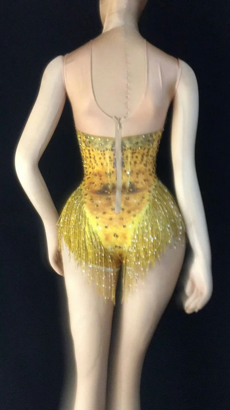 Mulheres borla roupa de dança desgaste do partido, traje de cantora feminina, franjas de strass brilhantes, boate bodysuit, DS mostrar