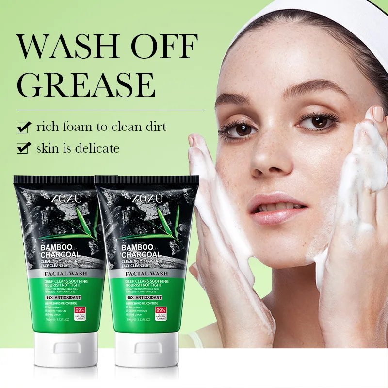 

Removes Blackheads Deep Cleans Pores Softens Cuticles Absorbs Excess Oil and Dirt Bamboo Charcoal Extract Face Wash Safe Natural
