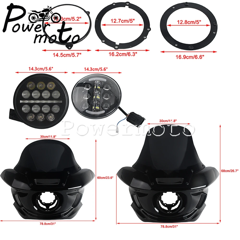 Low Rider Headlight Fairing For Harley Softail FXBB/FXBBS Standard FXST S FXLRS FXLR Windshield 5.75inch Led Head Lamp W/Bracket