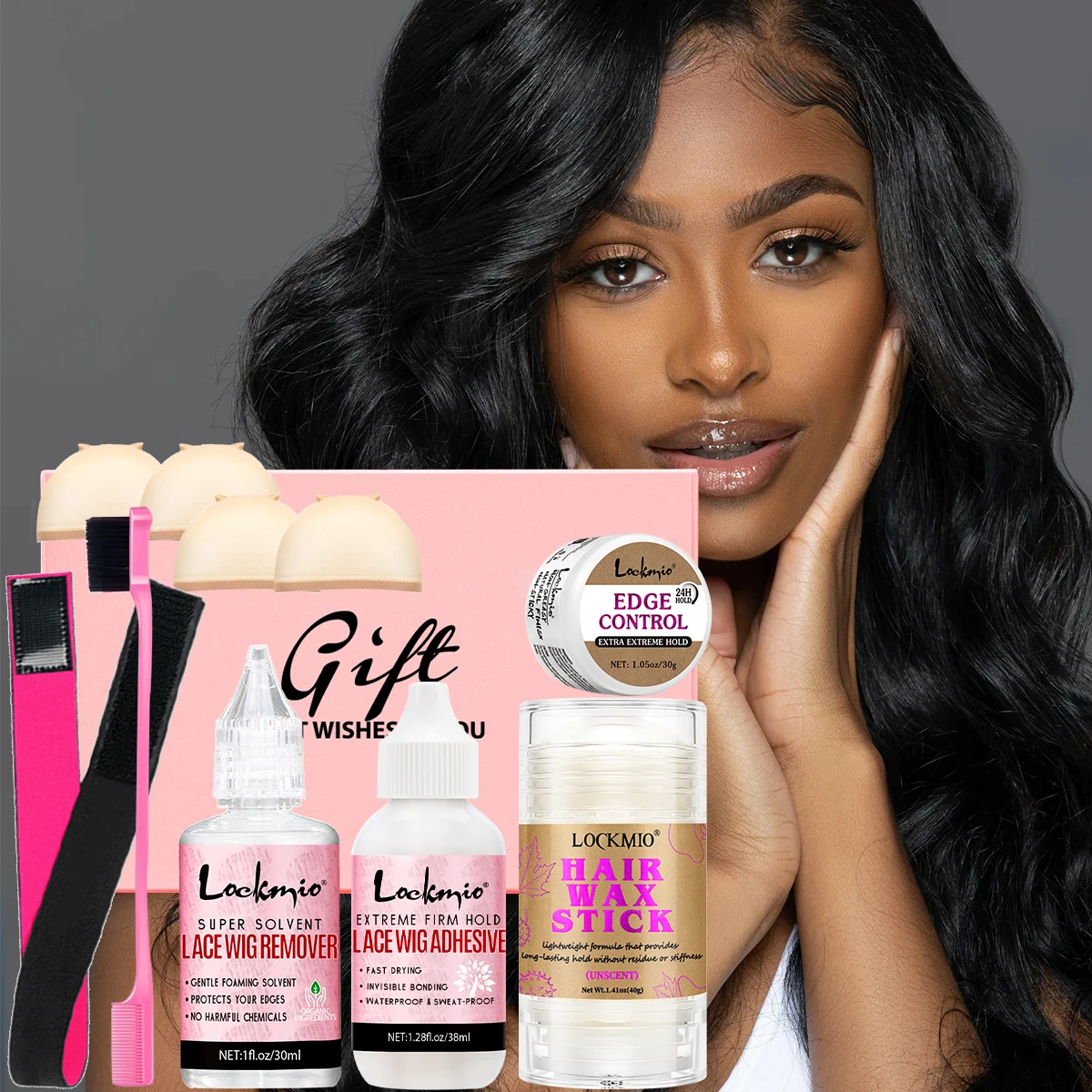 

Подарочный набор для установки париков ко Дню святого Валентина: невидимый водостойкий клей для париков, жидкое средство для удаления клея, воск для укладки, гель для фиксации краев волос