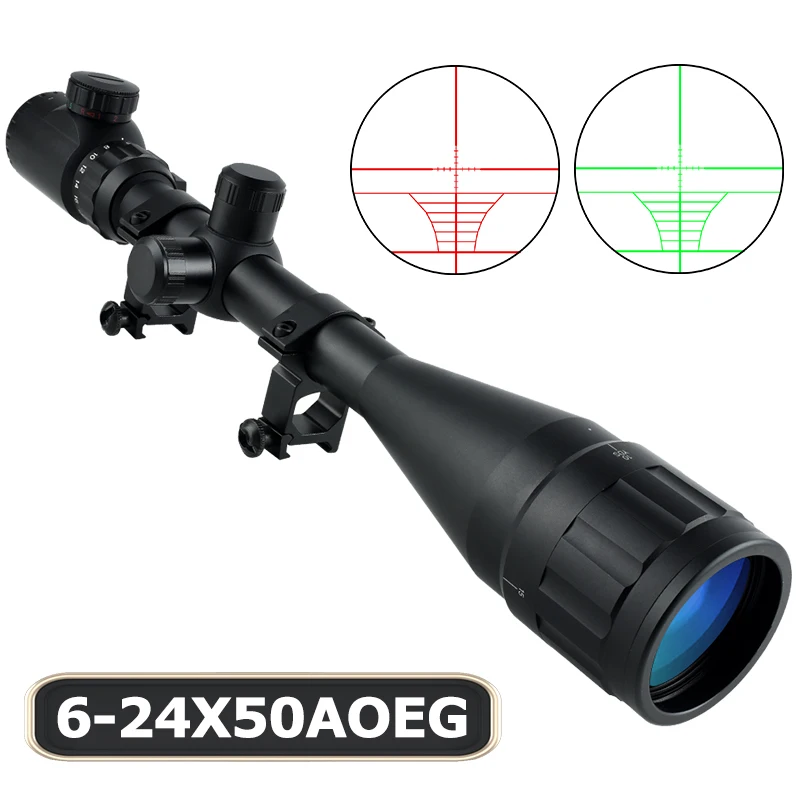 

6-24x50 HD Red/Green Adjustable Reflex Riflescope Tactical Optical Airsoft Scope Hunting Tool 11/20mm Rail Hunting Scope