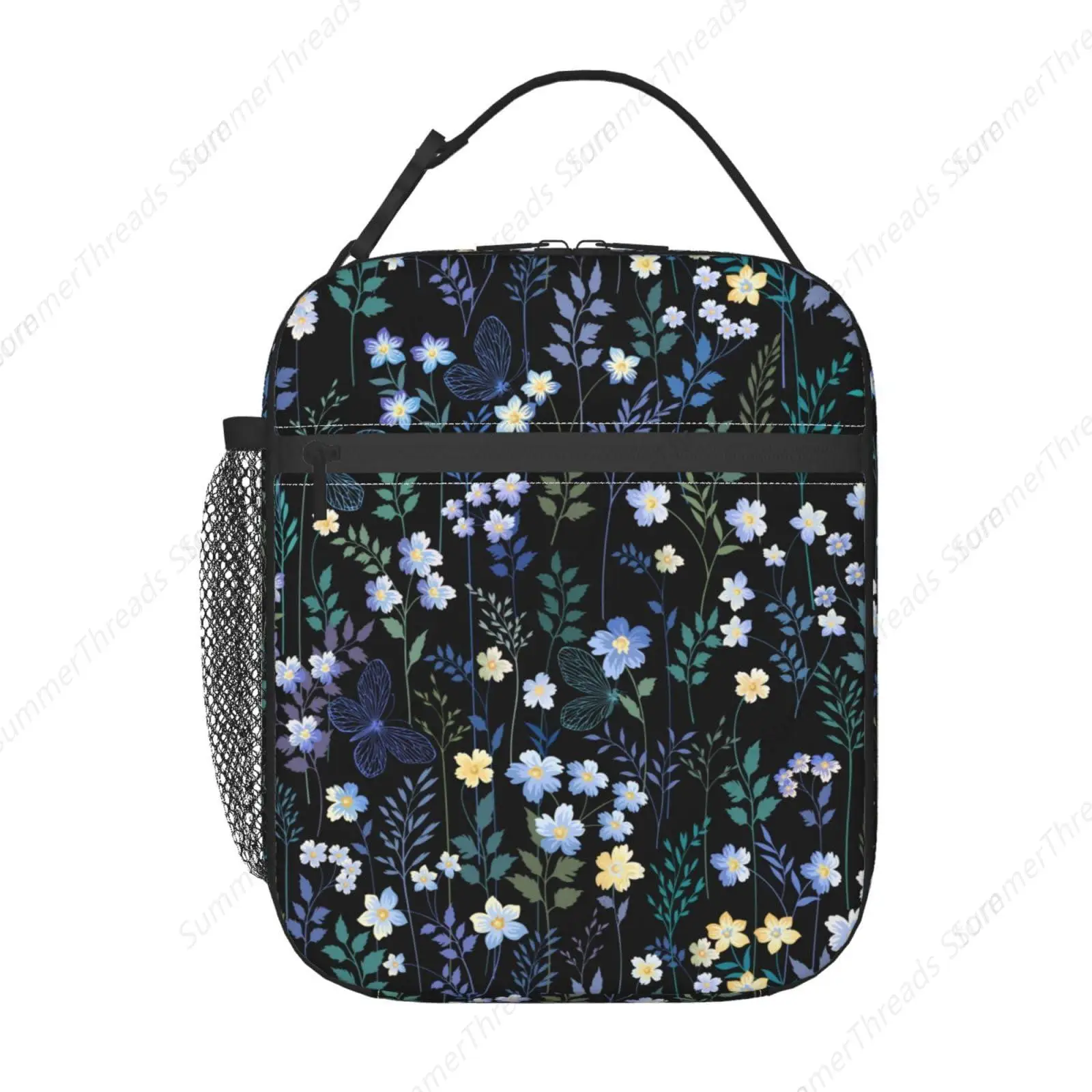 

Изолированная сумка для обеда с цветами, многоразовые сумки для ланча для офисной работы, пикника, путешествий для женщин/мужчин