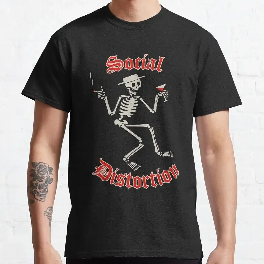 

Классический крест Skelly Social Distortion, винтажный графический стиль унисекс, хлопок с коротким рукавом
